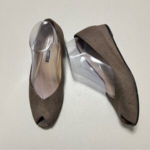 Bruno Magli Textured Peep Toe Wedge Heel Leather Shoes